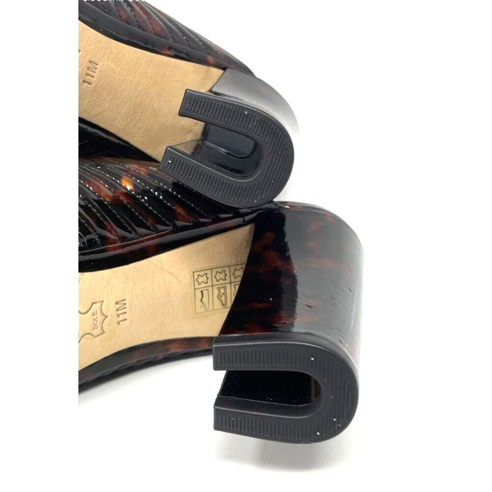 Tory Burch Brida Tortoiseshell Patent Leather Strappy Mule Heels Size 11M - Picture 5 of 10